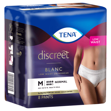 TENA DISCREET UNDERWEAR HIGH WAISTED 7D BLACK MEDIUM 9 PACK
