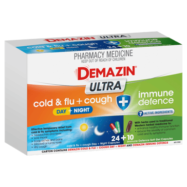 DEMAZIN ULTRA DAY & NIGHT COLD & FLU & IMMUNE PE 34 CAPSULES