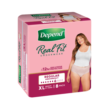 DEPEND WOMEN REAL FIT UNDERWEAR REGULAR 7D X-LARGE 8 PACK