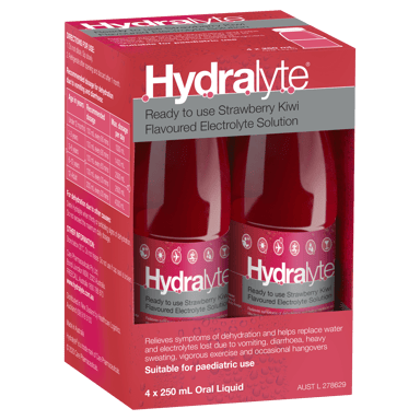 HYDRALYTE LIQUID STRAWBERRY KIWI READY TO DRINK 250ML 4 PACK