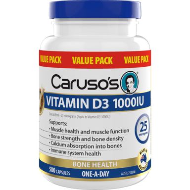CARUSOS VITAMIN D3 1000IU 500 CAPSULES