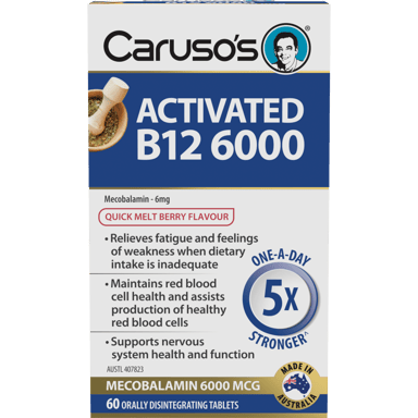CARUSOS ACTIVATED B12 6000MG 60 TABLETS