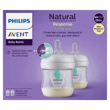 AVENT NATURAL RESPONSE BOTTLE AIRFREE VENT 125ML 2 PACK