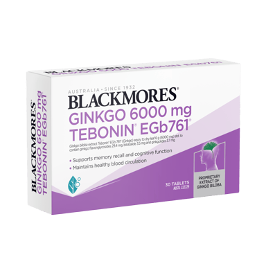 BLACKMORES GINKGO 6000MG TEBONIN 30 TABLETS