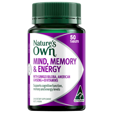 NATURES OWN MIND MEMORY & ENERGY 50 TABLETS