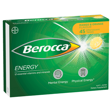 BEROCCA EFFERVESCENT MANGO AND ORANGE 45 PACK