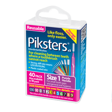 PIKSTERS INTERDENTAL BRUSH SIZE 1 PURPLE 40 PACK