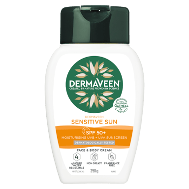DERMAVEEN SENSITIVE SUN & BODY MOISTURISER SPF50+ 250G