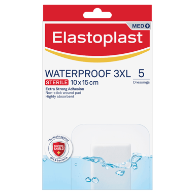 ELASTOPLAST WATERPROOF 3XL DRESSING 10CM X 15CM 5 PACK
