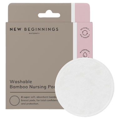 NEW BEGINNINGS NURSING BREAST PADS WASHABLE 8 PACK