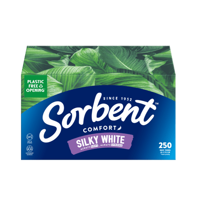 SORBENT FACIAL TISSUES SILKY WHITE 250 PACK