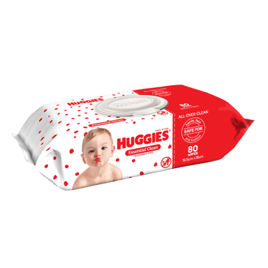 HUGGIES ESSENTIAL CLEAN BABY WIPES 80 PACK