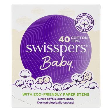SWISSPERS BABY ORGANIC COTTON TIPS PAPER STEMS 40 PACK