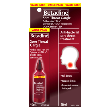BETADINE SORE THROAT GARGLE CONCENTRATE VALUE PACK 40ML