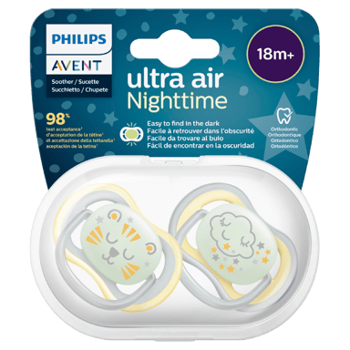 AVENT SOOTHER ULTRA AIR NIGHT GLOW 18MTHS+ 2 PACK