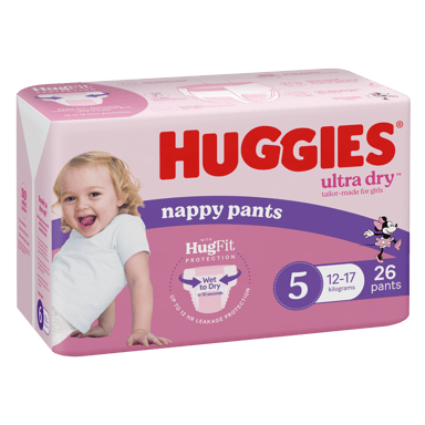 HUGGIES ULTRADRY NAPPY PANTS WALKER GIRL 26 PACK