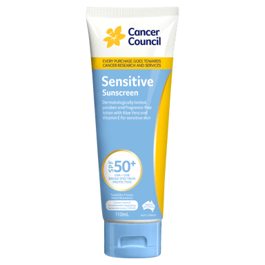 CANCER COUNCIL SENSITIVE SUNSCREEN TUBE SPF50+ 110ML
