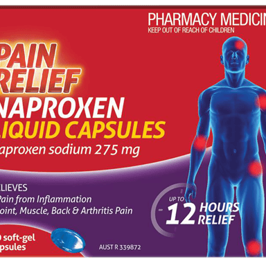 PAIN RELIEF NAPROXEN 275MG 10 LIQUID CAPSULE