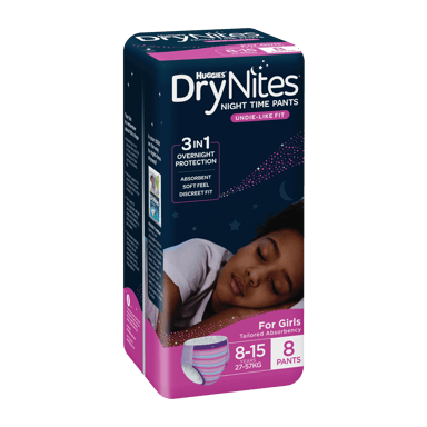 HUGGIES DRYNIGHTS NAPPIES GIRLS 8-15 YEARS 9 PACK