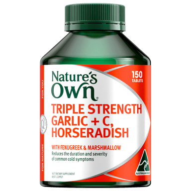 NATURES OWN TRIPLE STRENGTH GARLIC + C HORSERADISH TABLETS