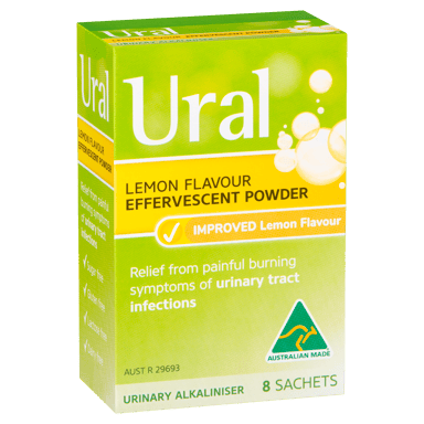 URAL EFFERVESCENT POWDER LEMON SACHETS 8 PACK