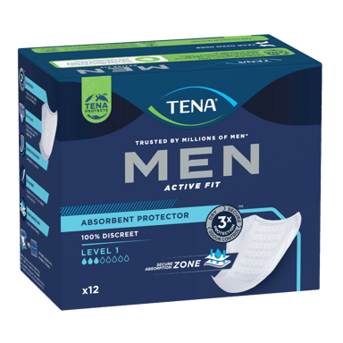 TENA MEN SHIELDS ACTIVE FIT 3D LEVEL 1 12 PACK
