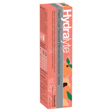 HYDRALYTE EFFERVESCENT PEACH CRUSH 20 TABLETS