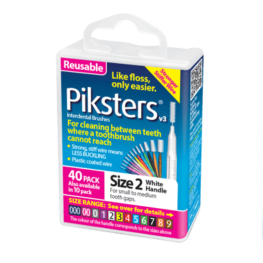 PIKSTERS INTERDENTAL BRUSH SIZE 2 WHITE 40 PACK