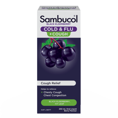 SAMBUCOL COLD & FLU + COUGH LIQUID 250ML