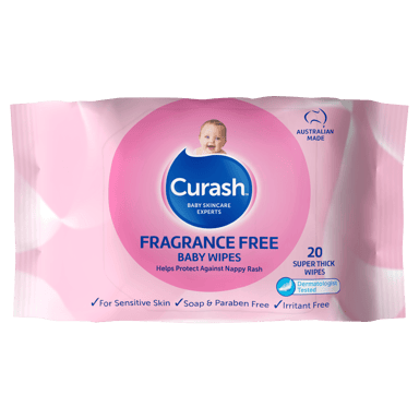 CURASH BABYCARE WIPES FRAGRANCE FREE 20 PACK