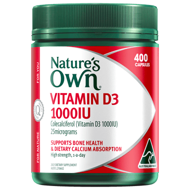 NATURES OWN VITAMIN D3 1000IU 400 CAPSULES