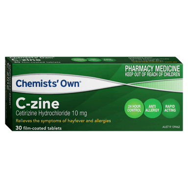CHEMISTS OWN C-ZINE HAYFEVER & ALLERGY RELIEF 10MG 30 TABLETS