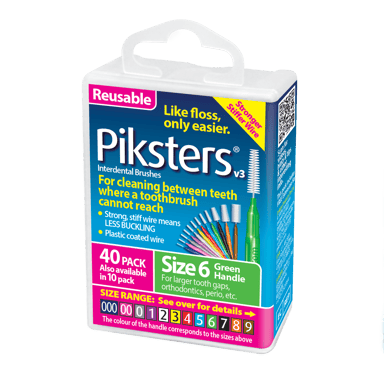 PIKSTERS INTERDENTAL BRUSH SIZE 6 GREEN 40 PACK