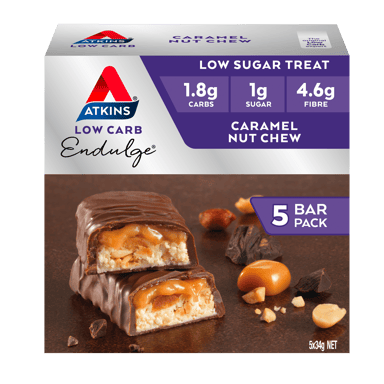 ATKINS ENDULGE CARAMEL NUT CHEW BARS 34G 5 PACK