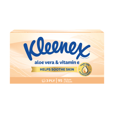 KLEENEX FACIAL TISSUES ALOE VERA & VITAMIN E 3 PLY 95 PACK