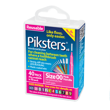 PIKSTERS INTERDENTAL BRUSH SIZE 00 PINK 40 PACK