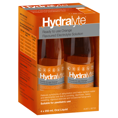 HYDRALYTE LIQUID ORANGE READY TO DRINK 250ML 4 PACK