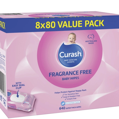 CURASH BABYCARE WIPES FRAGRANCE FREE 640 PACK