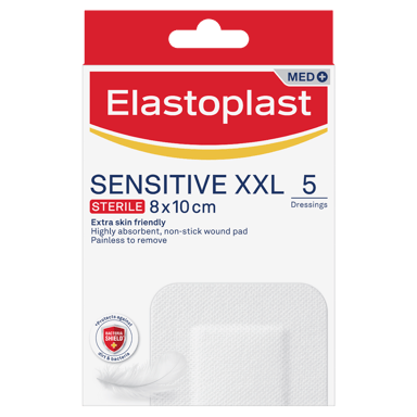 ELASTOPLAST SENSITIVE XXL DRESSING 8CM X 10CM 5 PACK