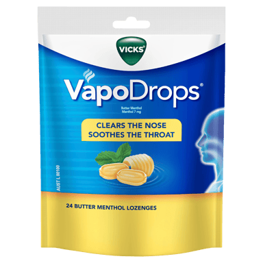 VICKS VAPODROPS BUTTER MENTHOL 24 PACK