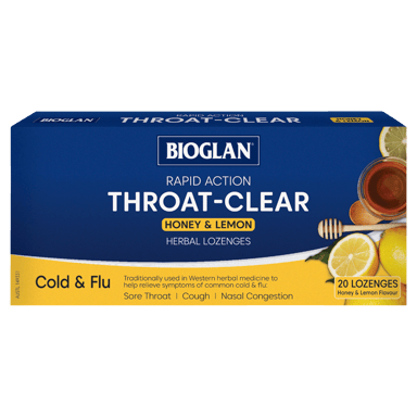 BIOGLAN THROAT CLEAR HONEY&LEMON 20 LOZENGES