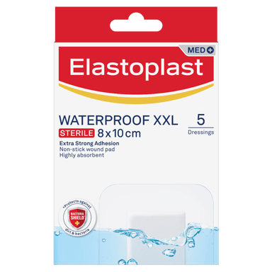 ELASTOPLAST WATERPROOF XXL DRESSING 8CM X 10CM 5 PACK