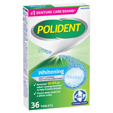 POLIDENT DENTURE CLEANSER WHITENING 36 TABLETS