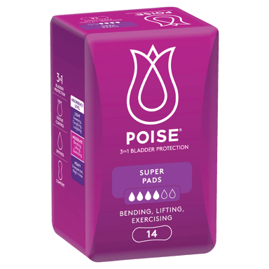 POISE 3-IN-1 PADS SUPER 4D 14 PACK