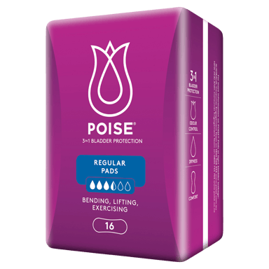 POISE 3-IN-1 PADS REGULAR 3.5D 16 PACK