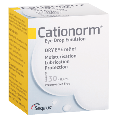 CATIONORM PRESERVATIVE FREE SINGLE UNIT DOSE EYE DROPS 0.4ML 30 PACK