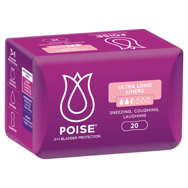 POISE 3-IN-1 LINER ULTRA LONG 2.5D 20 PACK