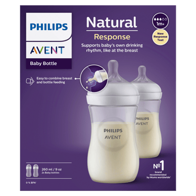 AVENT NATURAL RESPONSE FEEDING BOTTLE 260ML 2 PACK