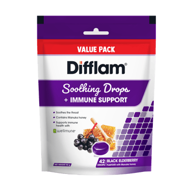 DIFFLAM SOOTHING DROPS + IMMUNE BLACK ELDERBERRY 42 LOZENGES