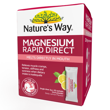 NATURES WAY MAGNESIUM RAPID DIRECT SACHETS 2G 20 PACK